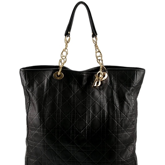 CHRISTIAN DIOR Large Cannage Tote Black GHW - Picture 1 of 7